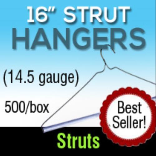 Commercial Grade Metal Suit Hangers - 16 Length/ 13 Gauge - 500/Box - Gold  - Cleaner's Supply