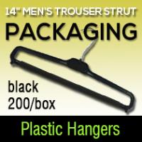 LS39 14" Men's Trouser Hanger-Strut-Black Plastic 200 Per Box