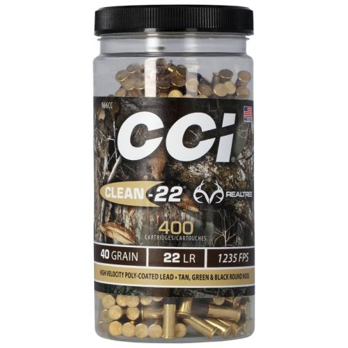 CCI Clean-22 High Velocity Realtree Edition Ammunition 22 Long Rifle 40 Grain Polymer Coated Lead Round Nose, in stock buy now 