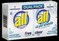 All Free Clear Dual Pack, Detergent & Dryer Sheet (100 Per Case)