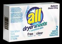 All Free Clear Dryer Sheet (100 Boxes Per Case)