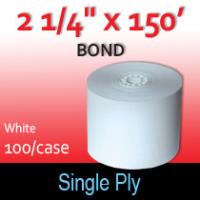 Single Ply White Bond Roll - 2 1/4" x 150'