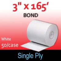 Single Ply White Bond Roll - 3" x 165'