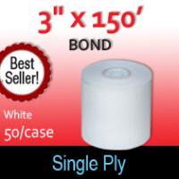 Single Ply White Bond Roll - 3" x 150'