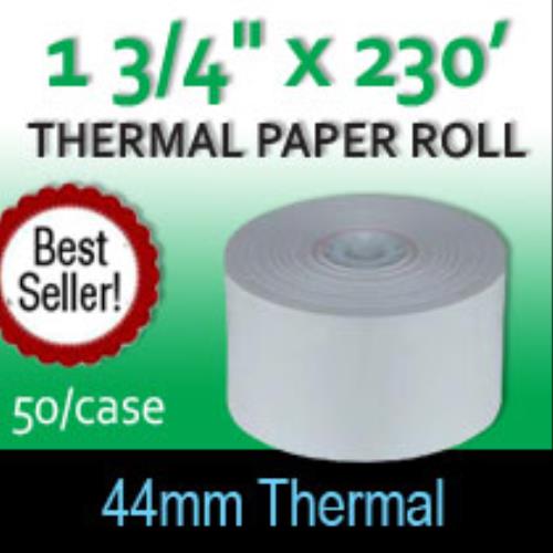 1 3/4 44mm x 230' Thermal Paper 50 Rolls