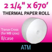 Tranax Cross Paper - 2 1/4" x  670' (for MB 1700)