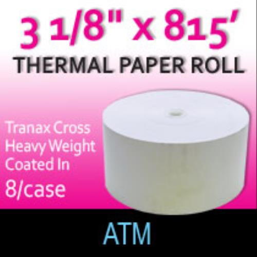 Tranax Cross Paper 3 1/8" x 815'Hvy Wght/Coated In Thermal Paper