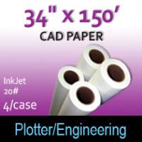 CAD Paper- InkJet- 34" x 150' 20# (4 Rolls)