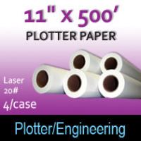 Plotter Paper- Laser -11" x 500' 20# (4 Rolls)