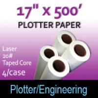 Plotter Paper- Laser -17" x 500' 20# - Taped Core