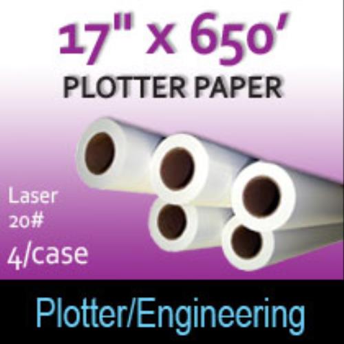 Plotter Paper Laser 17" x 650 20 (4 Rolls) Thermal Paper Direct