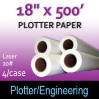 Plotter Paper- Laser -18" x 500' 20# (4 Rolls)