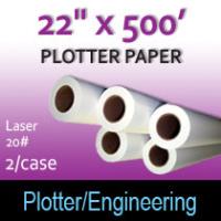 Plotter Paper- Laser -22" x 500' 20# (2 Rolls)