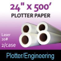 Plotter Paper- Laser -24" x 500' 20# (2 Rolls)
