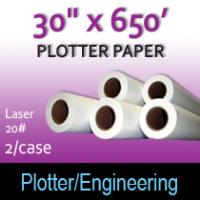 Plotter Paper- Laser -30" x 650' 20# (2 Rolls)
