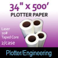 Plotter Paper- Laser -34" x 500' 20# - Taped Core