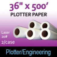 Plotter Paper- Laser -36" x 500' 20# (2 Rolls)