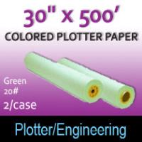 Colored Plotter Paper - 30" x 500' 20# Green (2 Rolls)