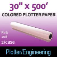 Colored Plotter Paper - 30" x 500' 20# Pink (2 Rolls)