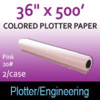 Colored Plotter Paper - 36" x 500' 20# Pink (2 Rolls)