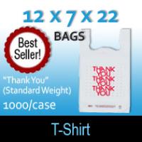 T-Shirt Bags (12 x 7 x 22) "Thank You" (Standard Weight)