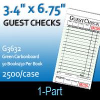 Guest Checks (G3632) 1 Part Single Cardboard-Green