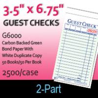 Guest Checks (G6000) 2 Part Carbon Backed-Green