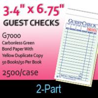 Guest Checks (G7000) 2 Part Carbonless-Green/Yellow