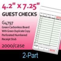 Guest Checks (G4797) 2 Part Carbonless Board-Green