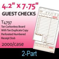 Guest Checks (T4797) 2 Part Carbonless Board-Tan