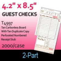 Guest Checks (T4997) 2 Part Carbonless Board-Tan
