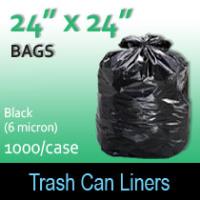 Trash Bags-Black 24" x 24" (6 micron) 1000 Per Case