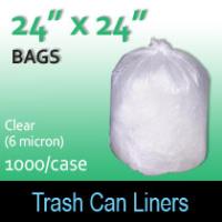 Trash Bags-Clear 24" x 24" (6 micron) 1000 Per Case