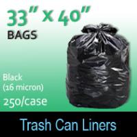 Trash Bags-Black 33" x 40" (16 micron) 250 Per Case