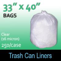 Trash Bags-Clear 33" x 40" (16 micron) 250 Per Case