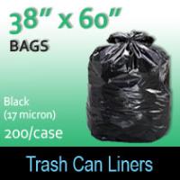 Trash Bags-Black 38" x 60" (17micron) 200 Per Case