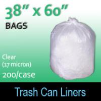 Trash Bags-Clear 38" x 60" (17micron) 200 Per Case