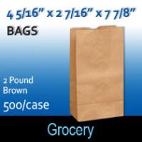 2# Brown Grocery Bags (4 5/16 x 2 7/16 x 7 7/8)