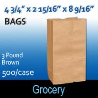 3# Brown Grocery Bags (4 3/4 x 2 15/16 x 8 9/16)