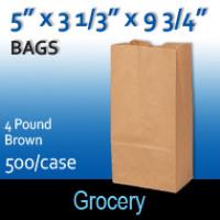 4# Brown Grocery Bags (5 x 3 1/3 x 9 3/4)