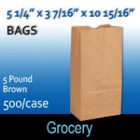 5# Brown Grocery Bags (5 1/4 x 3 7/16 x 10 15/16)