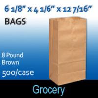 8# Brown Grocery Bags (6 1/8 x 4 1/6 x 12 7/16)