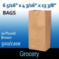 10# Brown Grocery Bags (6 5/16 x 4 3/16 x 13 3/8)