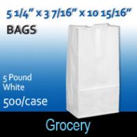 5# White Grocery Bags (5 1/4 x 3 7/16 x 10 15/16)
