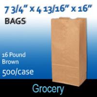16# Brown Grocery Bags (7 3/4 x 4 13/16 x 16 )