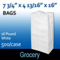 16# White Grocery Bags (7 3/4 x 4 13/16 x 16 )