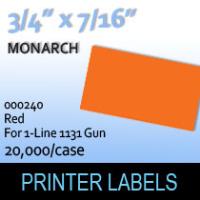 Monarch "Red" Tag Labels (For 1-Line 1131 Gun)