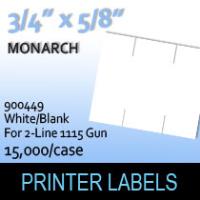 Monarch "White/Blank" Labels (For 2-Line 1115 Gun)