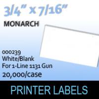 Monarch "White/Blank" Labels (For 1-Line 1131 Gun)