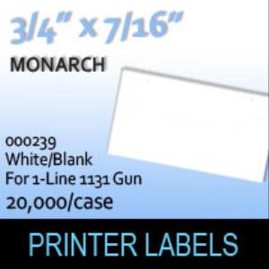 Monarch "White/Blank" Labels (For 1-Line 1131 Gun)